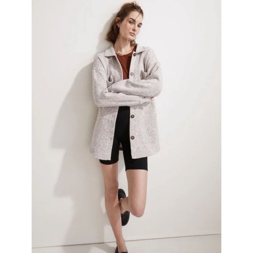 Madewell MWL (Re)sourced Fleece Shacket XS Pale Thistle Oversized Sweater Jacket